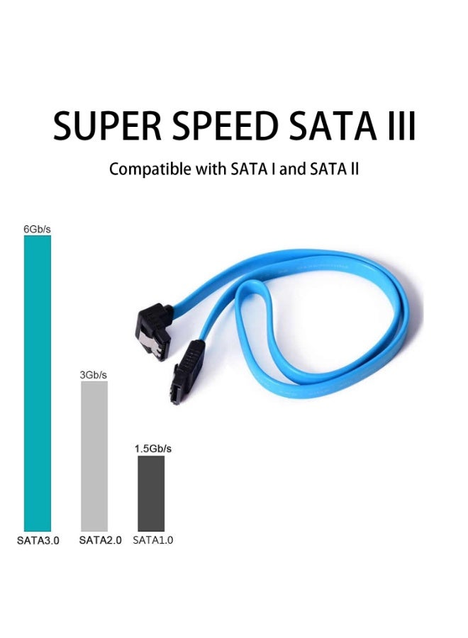 كابل SATA III، كابل بيانات HDD SDD مستقيم بسرعة 6 جيجابت في الثانية، كابل SATA 3.0 لمحرك الأقراص الصلبة SATA HDD، SSD، محرك الأقراص المضغوطة، ناسخ الأقراص المضغوطة، 15.75 بوصة، أزرق، زاوية قائمة - Image 2